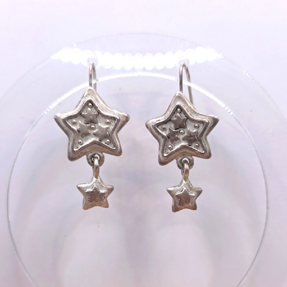 5/$25 - Silvertone Star Dangle Earrings